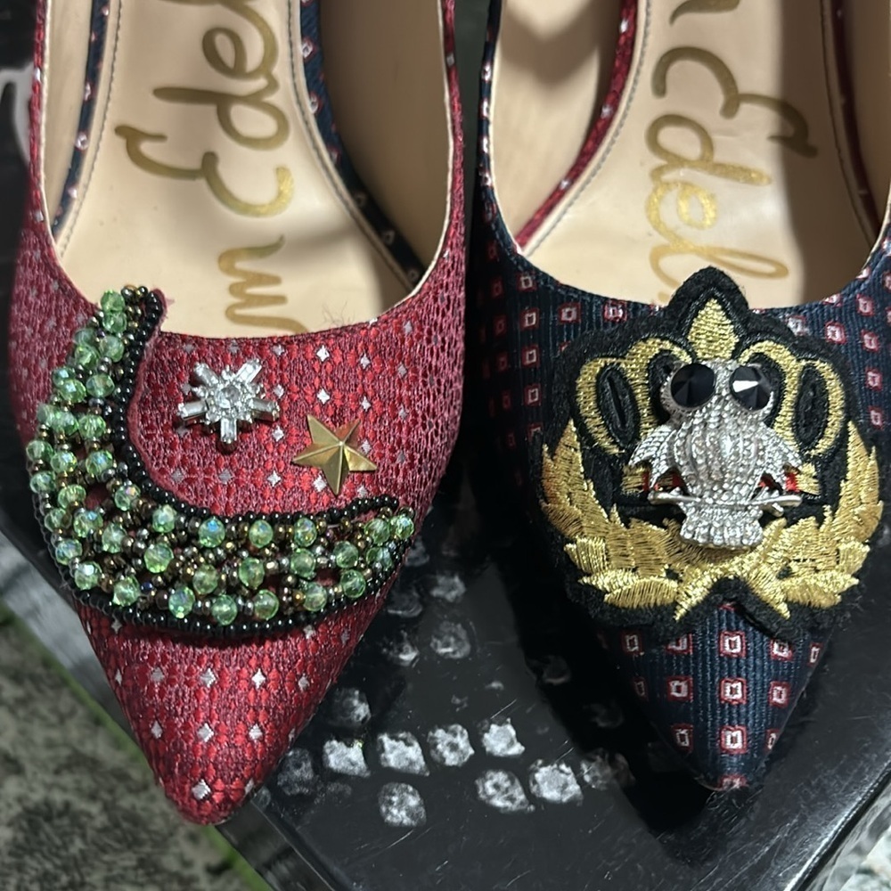 Sam Edelman heels for eve party, rare find, embroidered on front - Picture 2 of 9